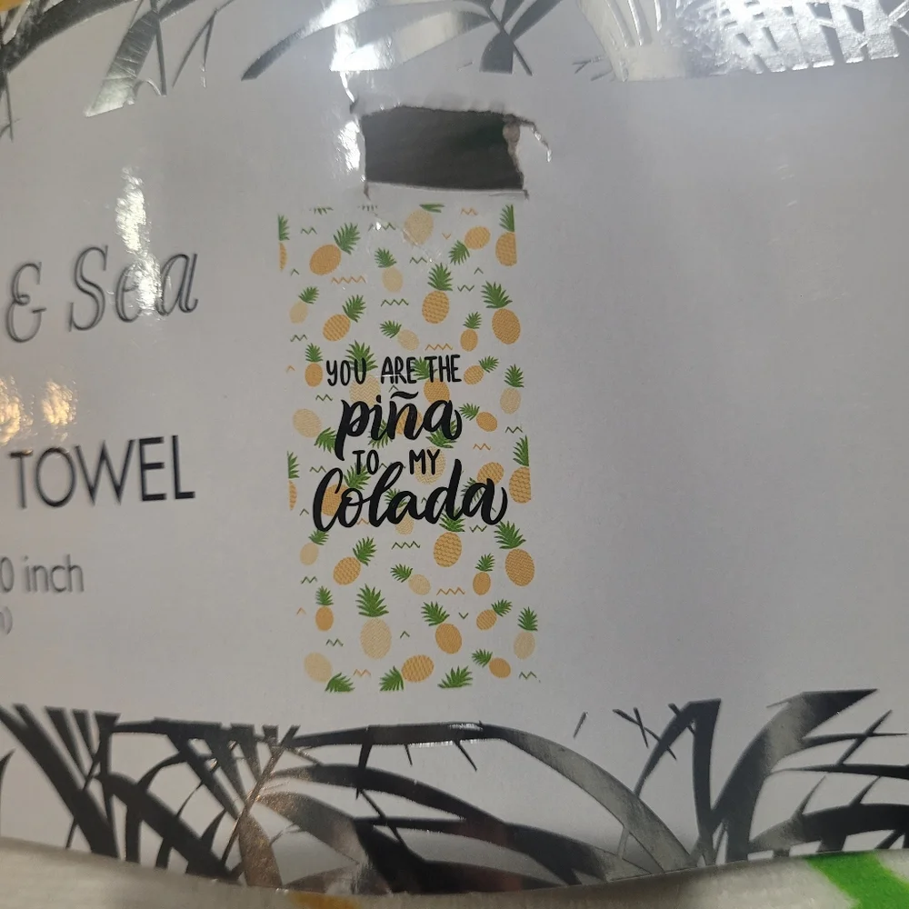 Beach Towel Pineapple Print Graphic Pina Colada 60 X 30 Pool Resort Cruise